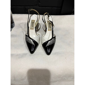 Women's Bally Black and White Slingback Heels Size 8